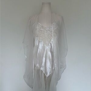 Vintage Victoria's Secret White Satin negligee with Shaw set